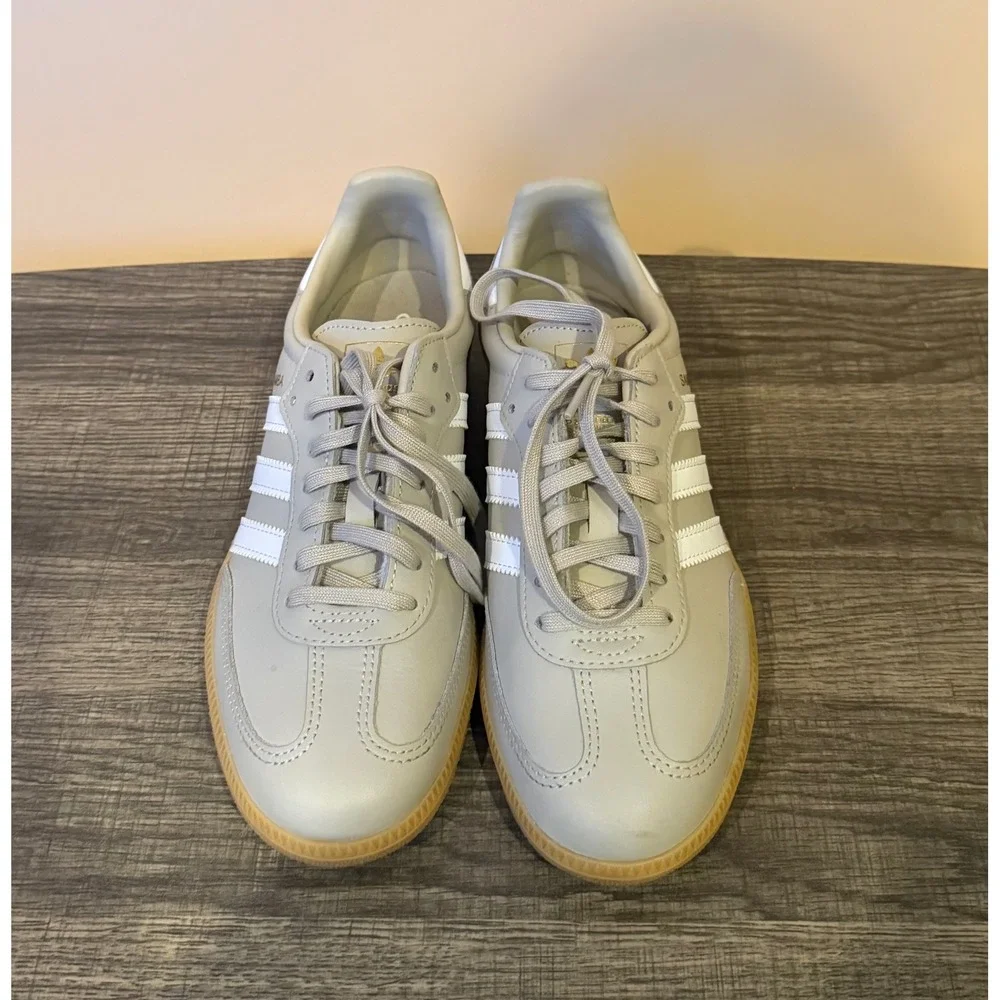 Adidas Samba OG Grey White Gum Sole Leather Sneakers Low Top Trainers Womens